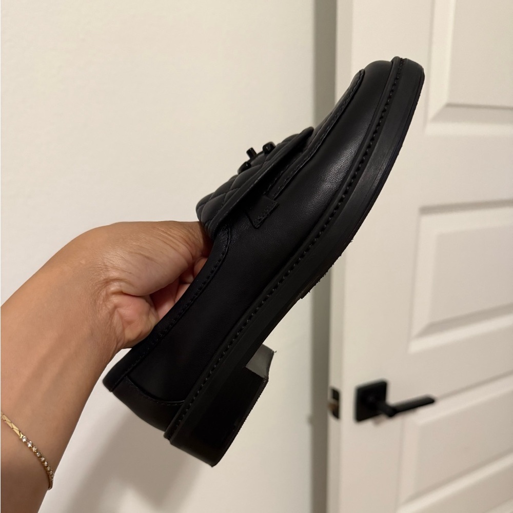 CHANEL Black Quilted Leather Loafers - Picture 6 of 8